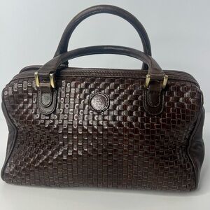 Fendi Brown Braided Inter Weave Leather Top Handle Bowling Bag 🤎👜